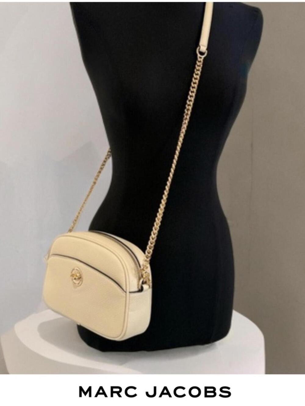 NWT Authentic MARC JACOBS Turn-lock Small Crossbody Camera Bag Ivory Gold Purse - Picture 3 of 9
